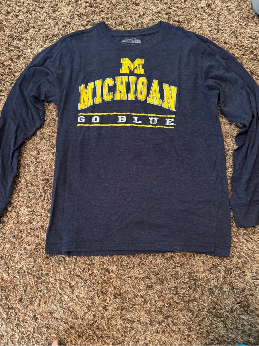 Michigan 'Go Blue' Long Sleeve Tee - Navy & Yellow